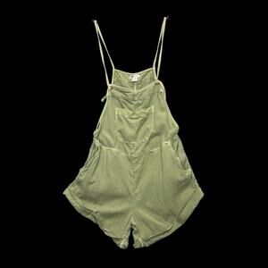 Billabong Womens XS Olive Green Cotton Overalls Romper Adjustable Straps Pockets